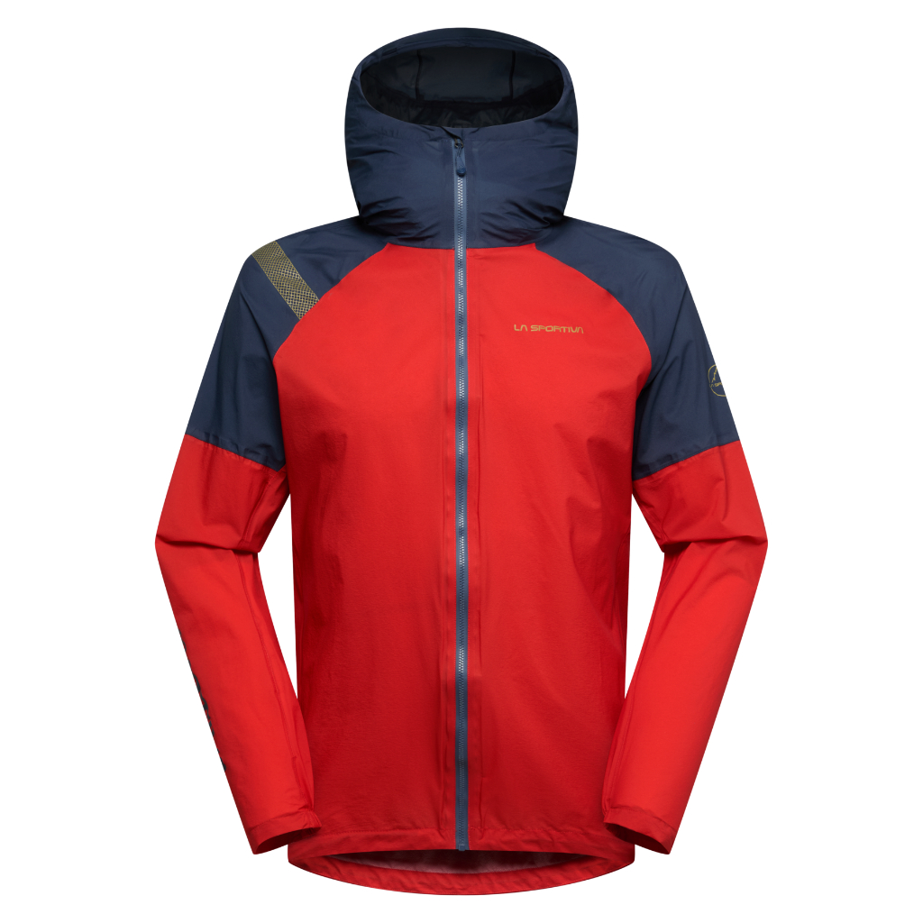 LA SPORTIVA POCKETSHELL JKT MAN MOUNTAIN RED/NIGHT SKY - เสื้อกันฝน/กันหิมะสำหรับวิ่ง วิ่งเทรล ผู้ชาย