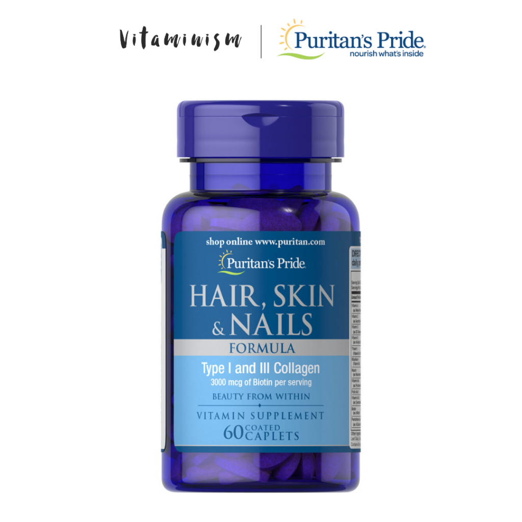 [ของแท้] Puritan's Pride Hair, Skin & Nails บำรุงเส้นผม ผิว เล็บ จำนวน 60 caplets