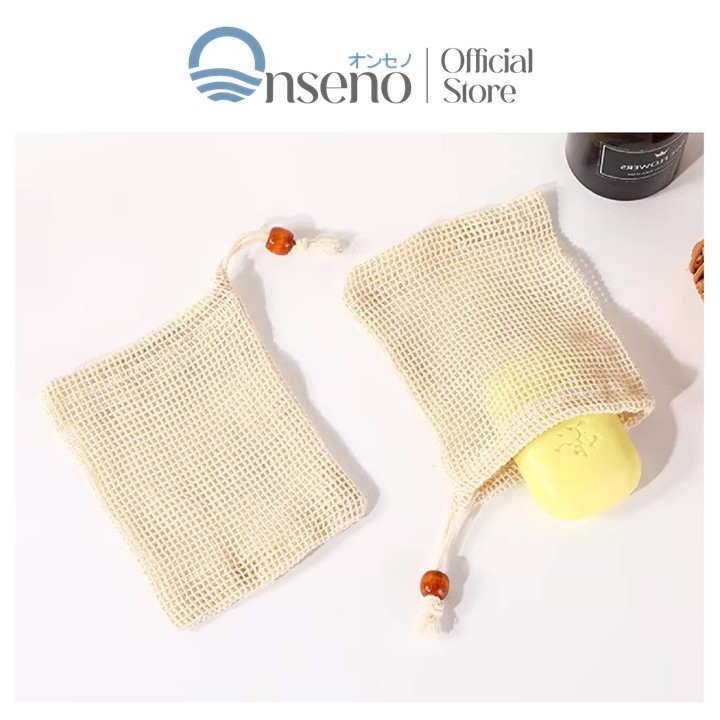 ONSENO ผู้ติดตามใหม่ลด10% YB05 ถุงสบู่ ถุงตาข่ายผ้าฝ้ายใส่สบู่ ตีฟองโฟม ถุงตาข่ายขัดผิว ถุงตาข่ายตีฟองสบู่ก้อน