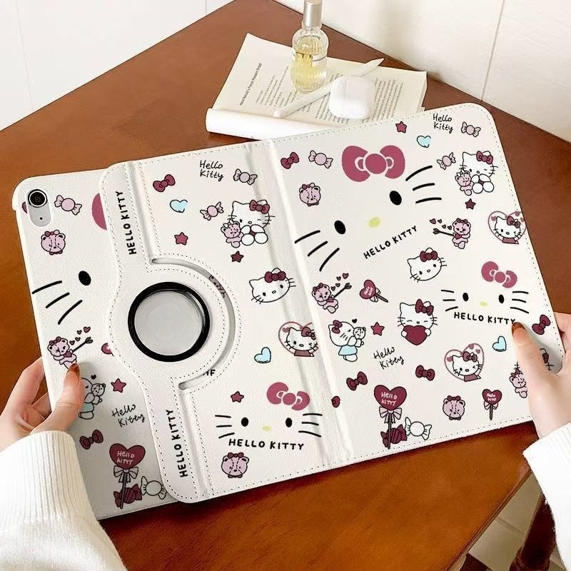 🔥จัดส่งในพื้นที่🔥เคสป้องกัน iPad หมุนได้ 360° ลาย HELLO KITTY Air8 11 Air6 Gen11 Gen10 gen9 Air5