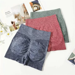PrettyLady Shop（018）กางเกงโยคะขาสั้นสำหรับผู้หญิง เอวสูง กางเกงออกกำลังกาย ฟิตเนส ยกก้น