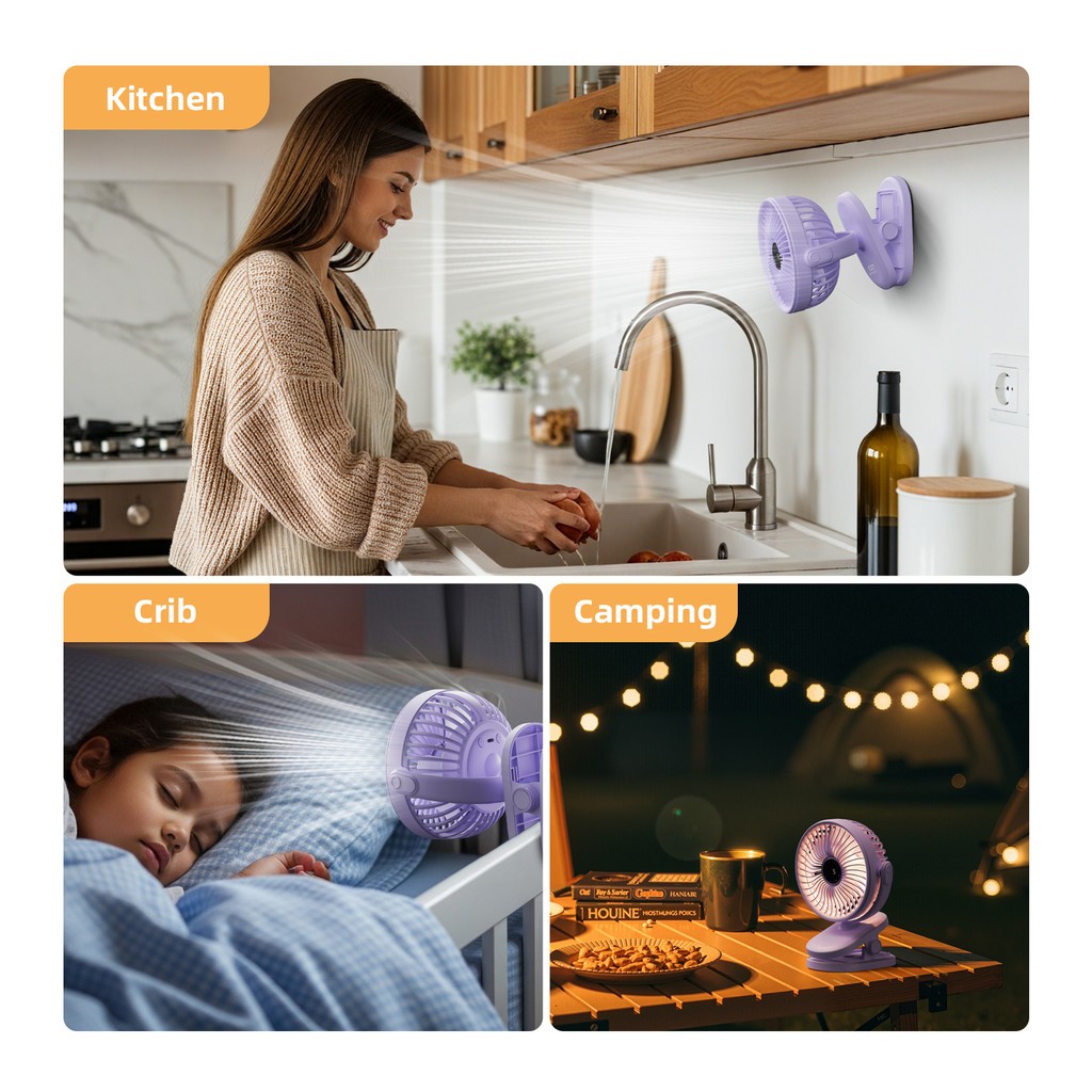 GOOJODOQ พัดลมตั้งโต๊ะ ความเร็วลมปรับได้ 5 ระดับ ฟังก์ชันตั้งเวลาเปิดปิด เสียงรบกวนต่ำ ด้วยแสงสว่าง - รูปที่ 5