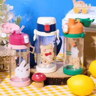 Diller Thailand Tritan Flask BPA FREE กระติกน้ำสำหรับเด็ก ขวดน้ำเด็ก ใส เบา ทนทาน ส่งจากกทม. (DB007 / D2314 / D2582)