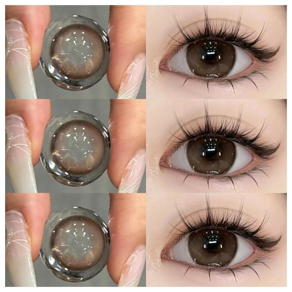 Midroo [-1.00-8.00] แว่นตาสายตาสั้น คอนแทค Butter Bean Brown/Grey/Blue-14.2mm