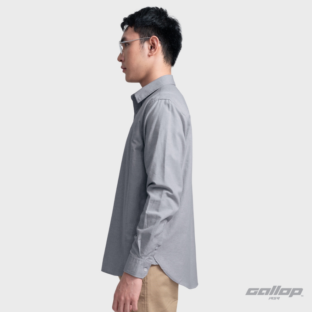 GALLOP : OXFORD CASUAL SHIRT เสื้อเชิ๊ตแขนยาว ผ้า OXFORD รุ่น GW9032 สี Black Grey - เทาดำ / ราคาปกติ 2,190.- - รูปที่ 2