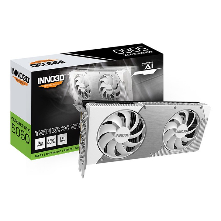 VGA(การ์ดจอ) INNO3D GEFORCE RTX 5060 TWIN X2 OC WHITE - 8GB GDDR7 (N50602-08D7X-195070W) (3Y)