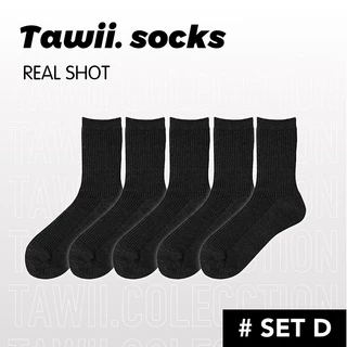 Tawii. ถุงเท้ายาว ถุงเท้าวิ่ง ถุงเท้าขาว ถุงเท้ากีฬา ฟรีไซส์ ผ้าฝ้าย100% Unisex