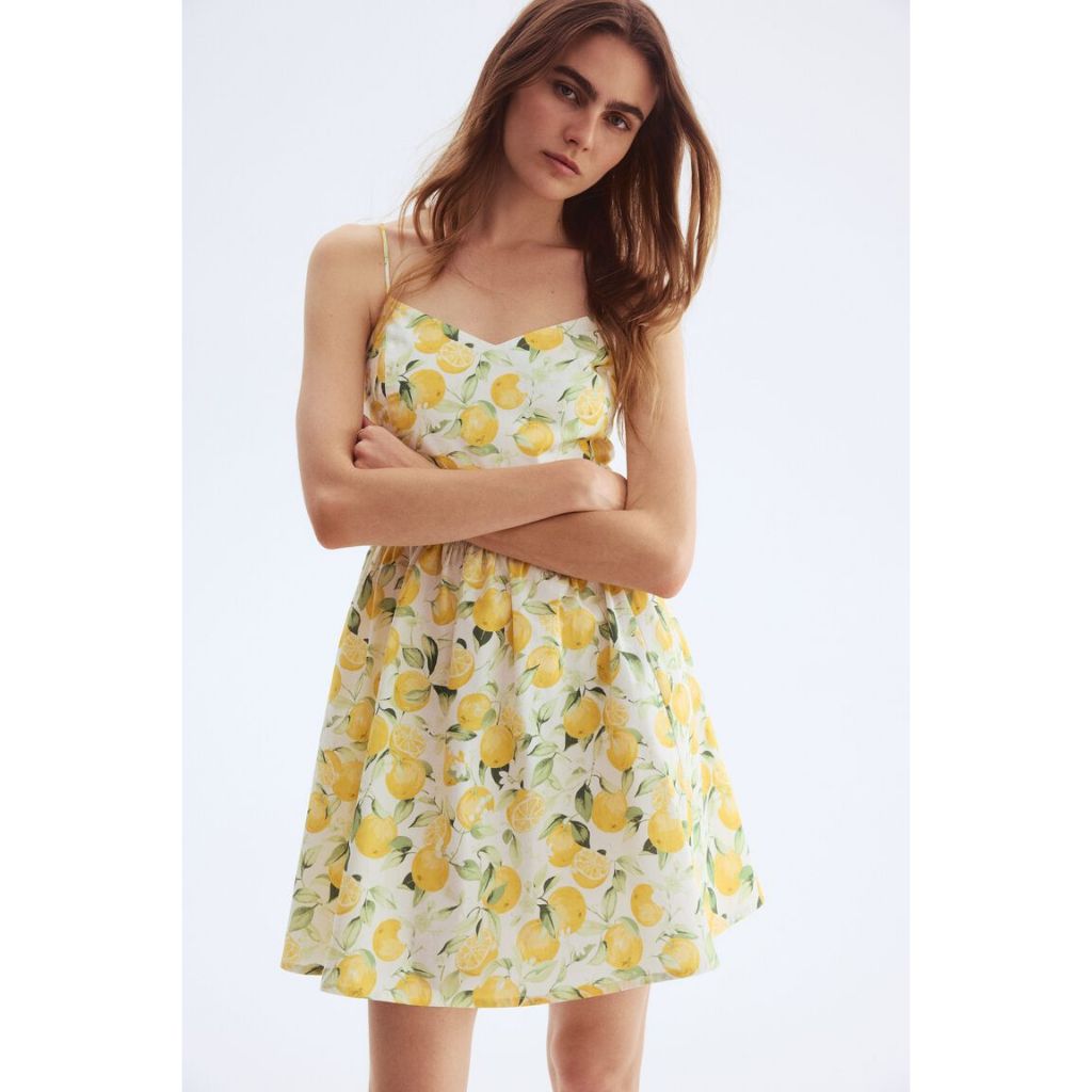H&M(เอชแอนด์เอ็ม) เดรสกระโปรงบานผ้าคอตตอน Women Flared-skirt cotton dress 1231427_8