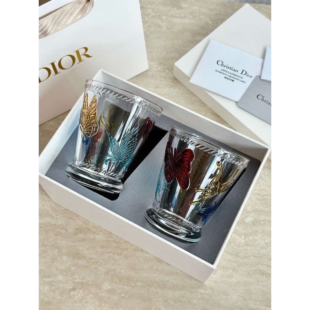 Dior painted relief crystal glass, whiskey glass, high-value water glass, beverage glass
