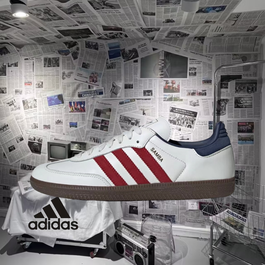 （ของแท้ 100 %）💛 adidas originals Samba OG IH4881 สีขาว/น้ำตาล/แดง/สีน้ำเงิน