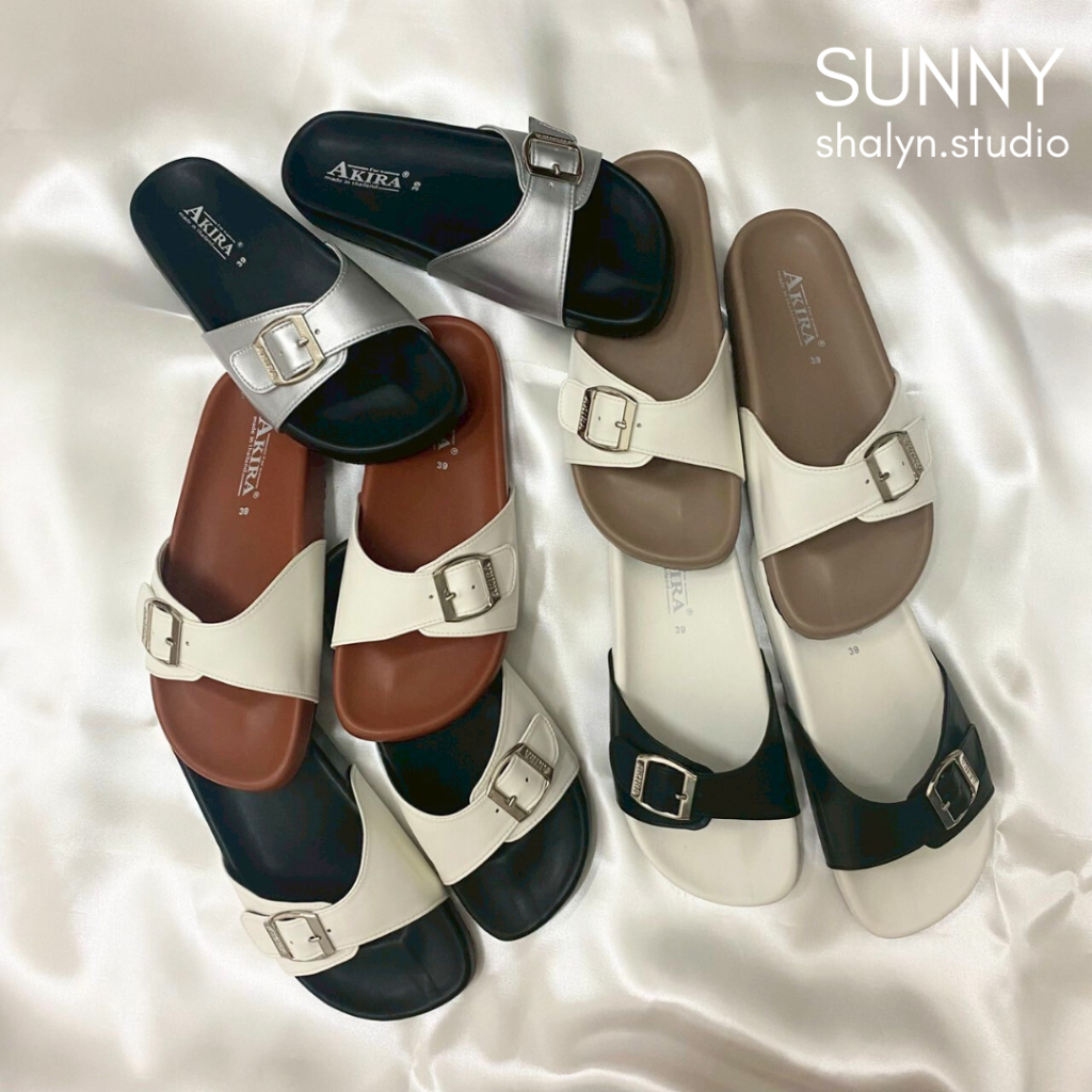 รองเท้าแตะ รุ่น SUNNY สไตล์ไบเก้น 1 เข็มขัด สีทูโทน น้ำหนักเบา เดินสบาย ลุยฝนได้ พื้นนุ่มมาก