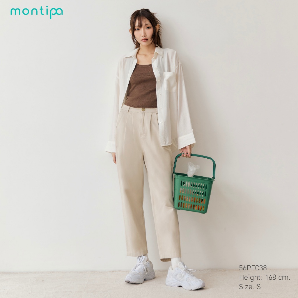 Montipa กางเกงทรงบอย ซิปหน้า ดีเทลแต่งฝากระเป๋าหลัง เนื้อผ้า Comfort 56PFC38