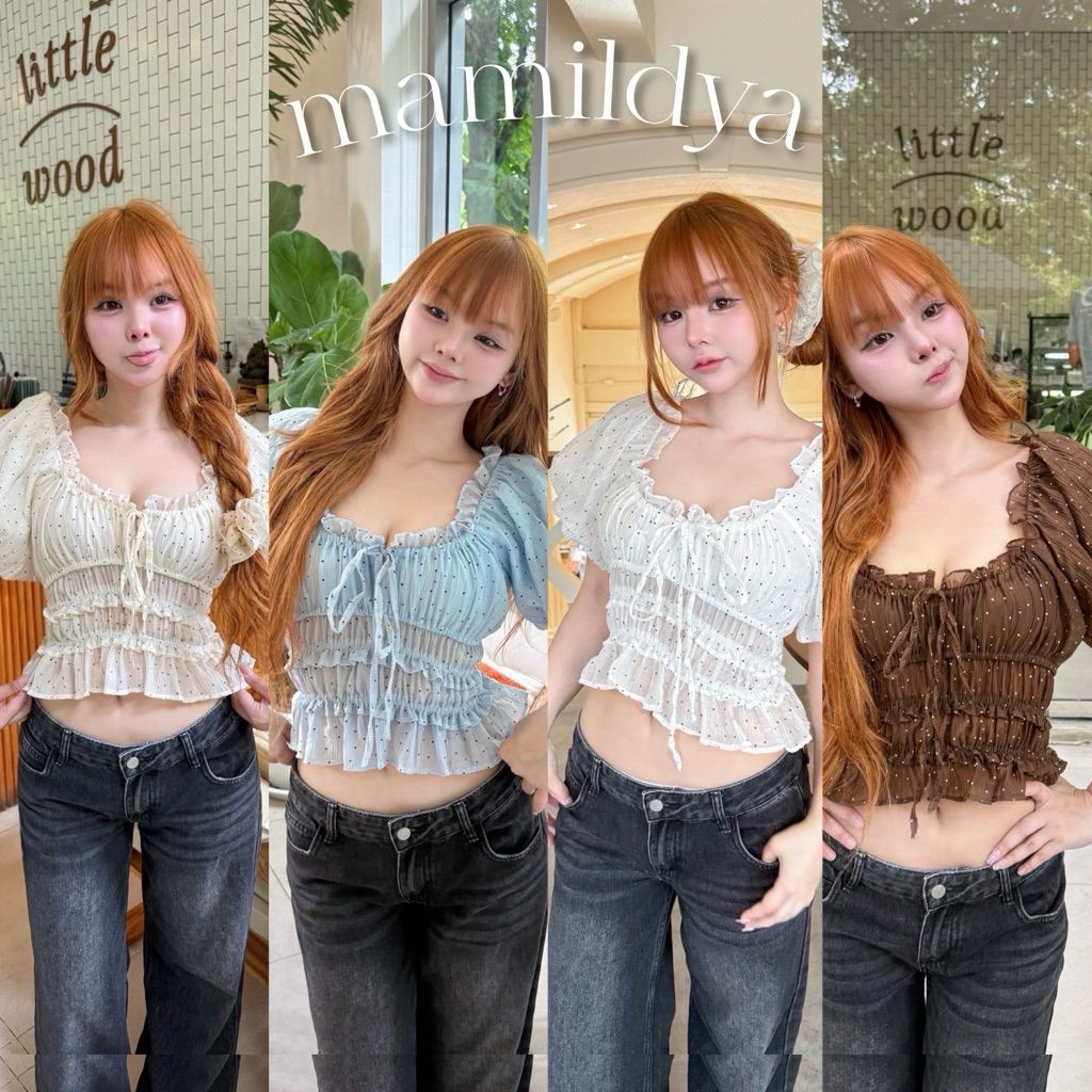 🌟Mamildya.shop🌟 เสื้อแขนบอลลูน ลายจุด/ I2-2/NUSA-ดอทบอล⚫