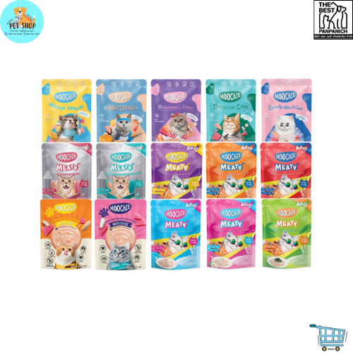 Moochie อาหารแมวเปียกซอง Moochie 12ซอง รสชาติหลากหลายให้เลือก สำหรับสัตว์เลี้ยงของคุณ