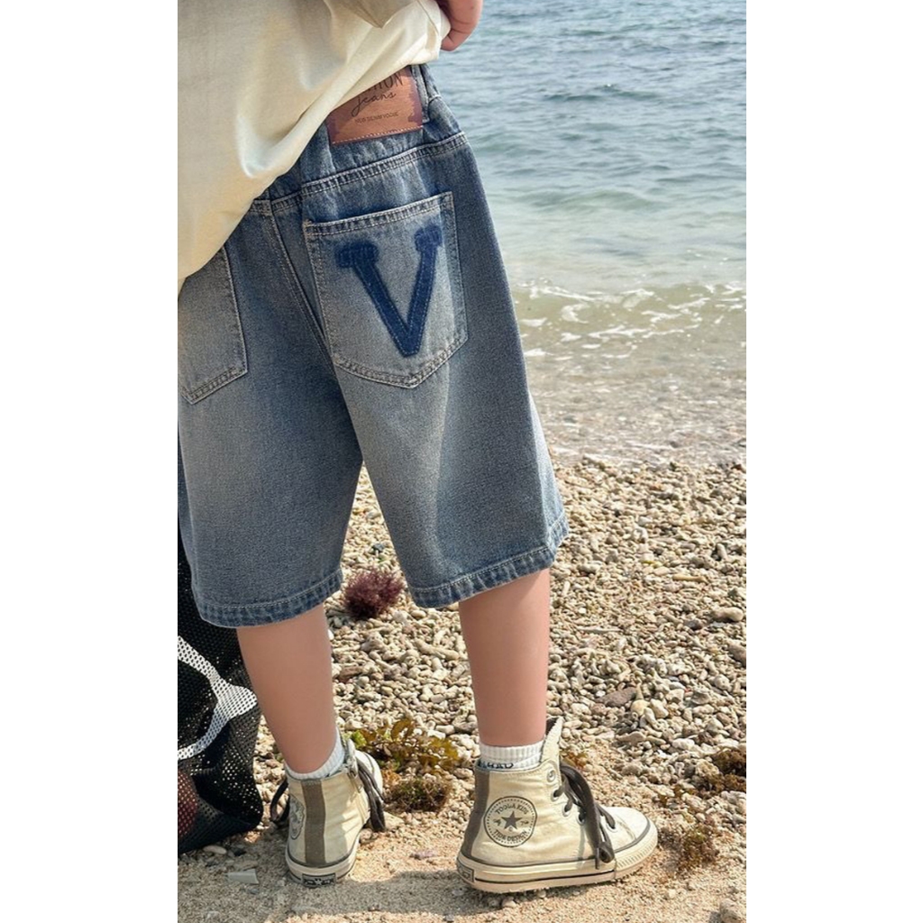 กางเกงยีนส์ขาสั้นเด็กชาย ทรงหลวม โทนสีสวย ผ้าเกรดพรีเมี่ยม นุ่มสบาย ใส่ได้ทุกวัน ราคาคุ้ม#300 - รูปที่ 3