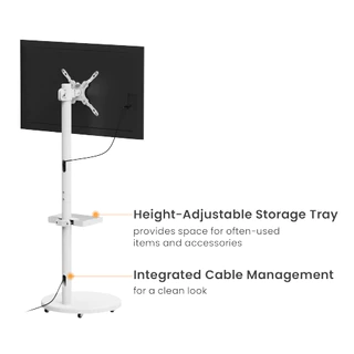 FS38-22TWE Chic Display Floor Stand with Casters_ขาจอ17ถึง43นิ้วล้อเลื่อนทีวี_สีขาว_สีดำ ซื้อจับคู่ขาจอคอมถูกมาก