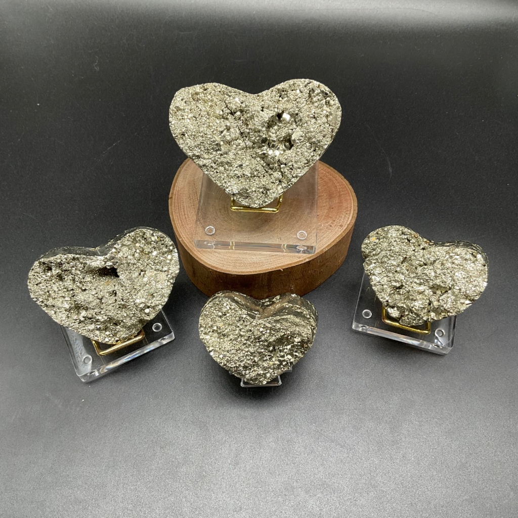 Pyrite Heart Crystal Stone – Golden Pyrite Protection, Wealth, Confidence, Chakra Reiki Healing