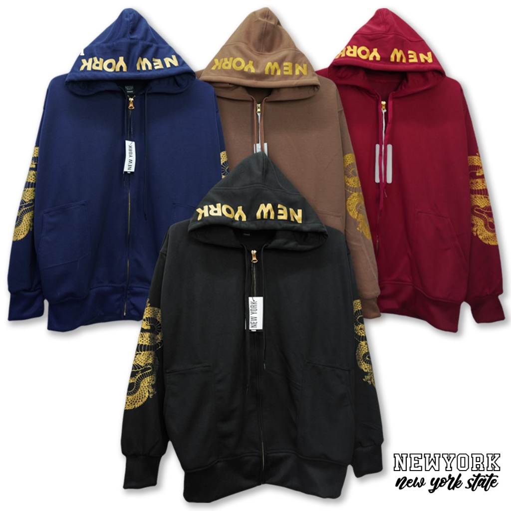 NY32(งานแท้)นิวยอร์คลายมังกร  เสื้อคลุมกันหนาว New york หมวกสีสกรีนนิวยอร์ค เสื้อคลุมกันแดด ฮู้ดกันแดด เสื้อคลุมแขนยาว H