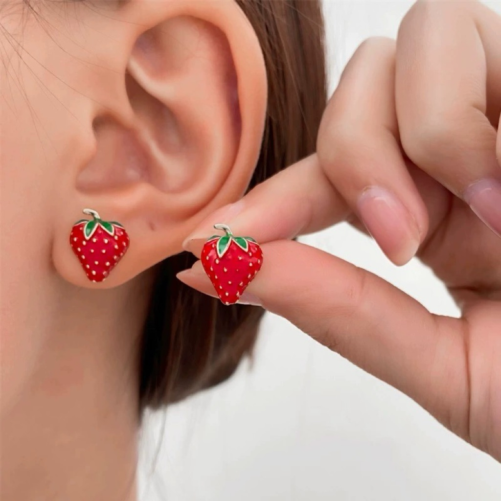 ต่างหู รูปสตอเบอร์รี่  Sasa Earrings (รหัสER50)