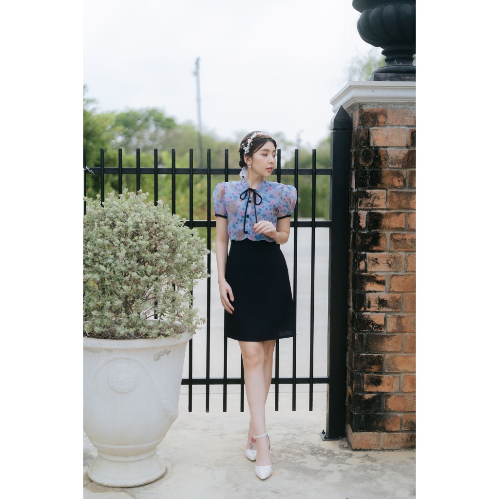 Malinda Ribbon Bow Neck Dress