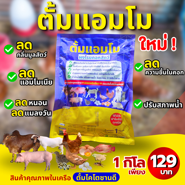ตั้มแอมโม ผงแร่ธรรมชาติ ลดความชื่นในฟาร์ม ลดกลิ่นมูลสัตว์ ลดแอมโมเนีย ถุงละ 1 กิโล