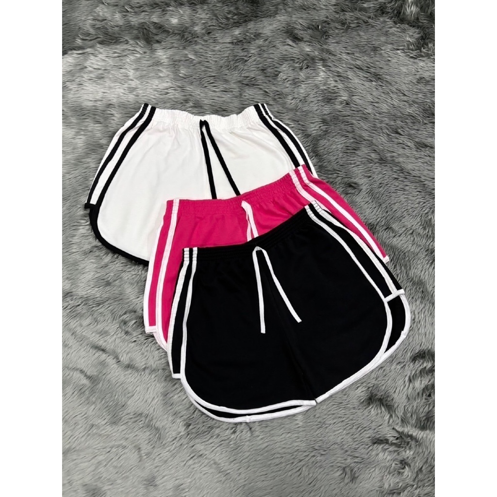 กางเกง3แถบขาสั้นขาเว้า (ผ้าคอตตอน) กางเกงขาสั้นทรงสปอร์ต 3 แถบ สายฝอ สไตล์เกาหลี