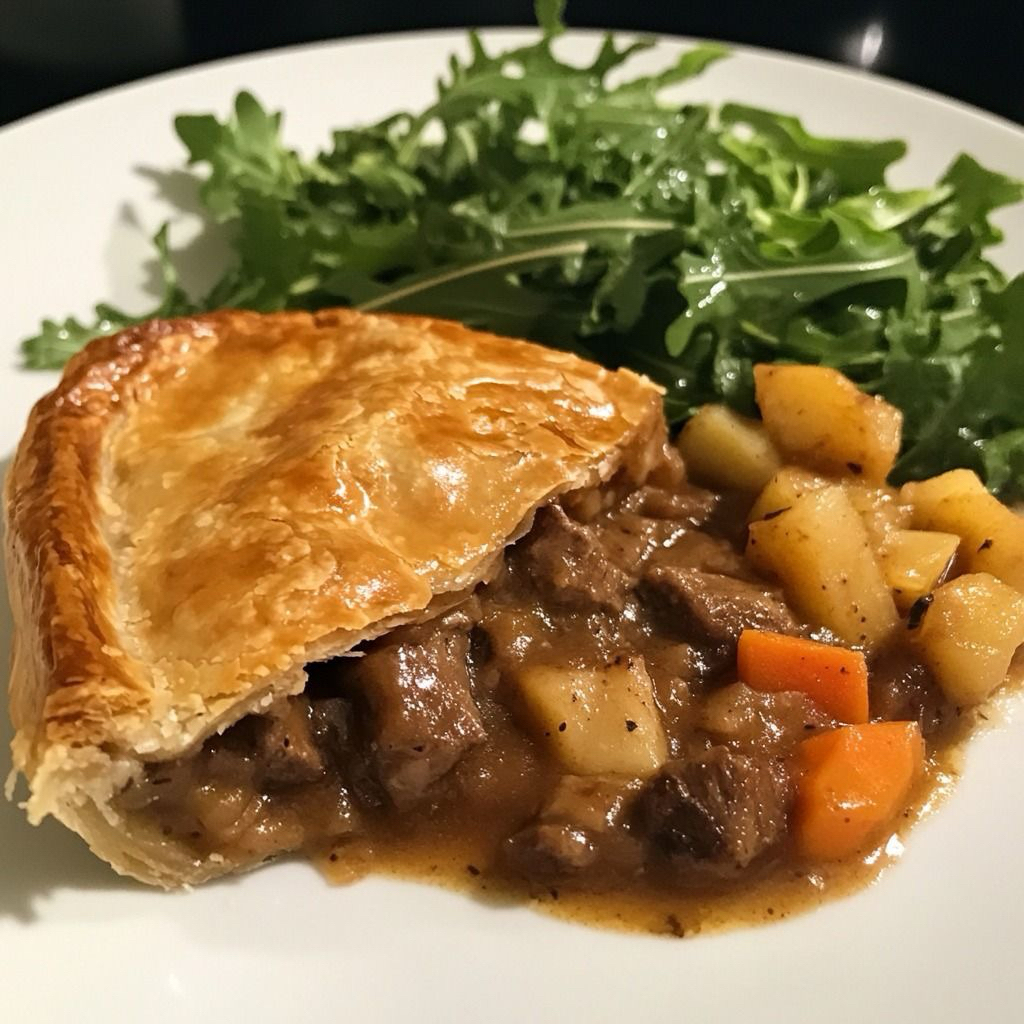 Aussie Pie – beef and potato puff pastry top – 5″ 250g ออสซี่พาย – พัฟเนื้อและมันฝรั่ง – 5″ 250g
