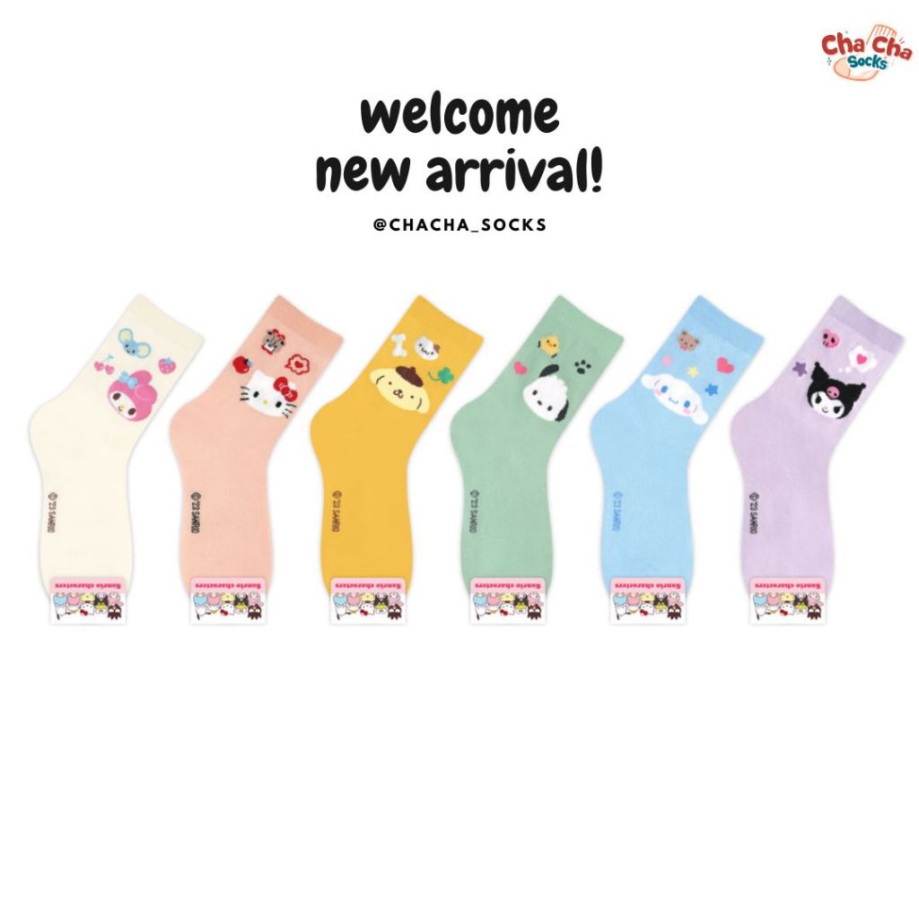 Chacha socks - ถุงเท้าซานริโอ้ Sanrio Mobile Socks ถุงเท้าเกาหลี แบรนด์ kikiya นำเข้าจากเกาหลี
