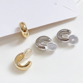 ต่างหูหนีบแบบห่วง 1cm สำหรับคนไม่เจาะหู แป้นขดลวด หนีบสบาย ไ…