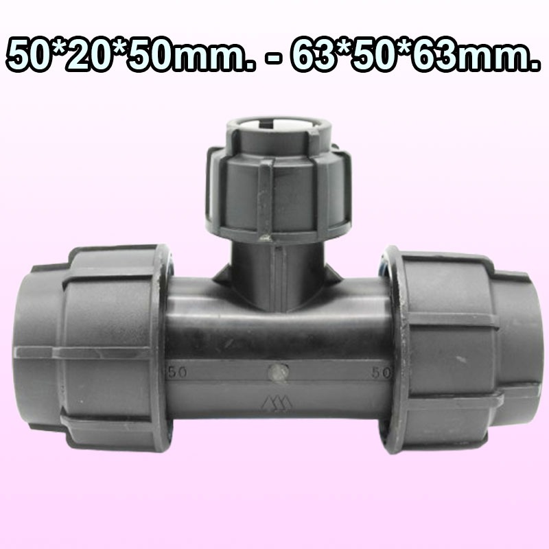 50*20*50mm. 50*25*50mm. 50*32*50mm. 50*40*50mm. 63*25*63mm. 63*32*63mm. 63*50*63mm. ข้อต่อสามทางลดแบ