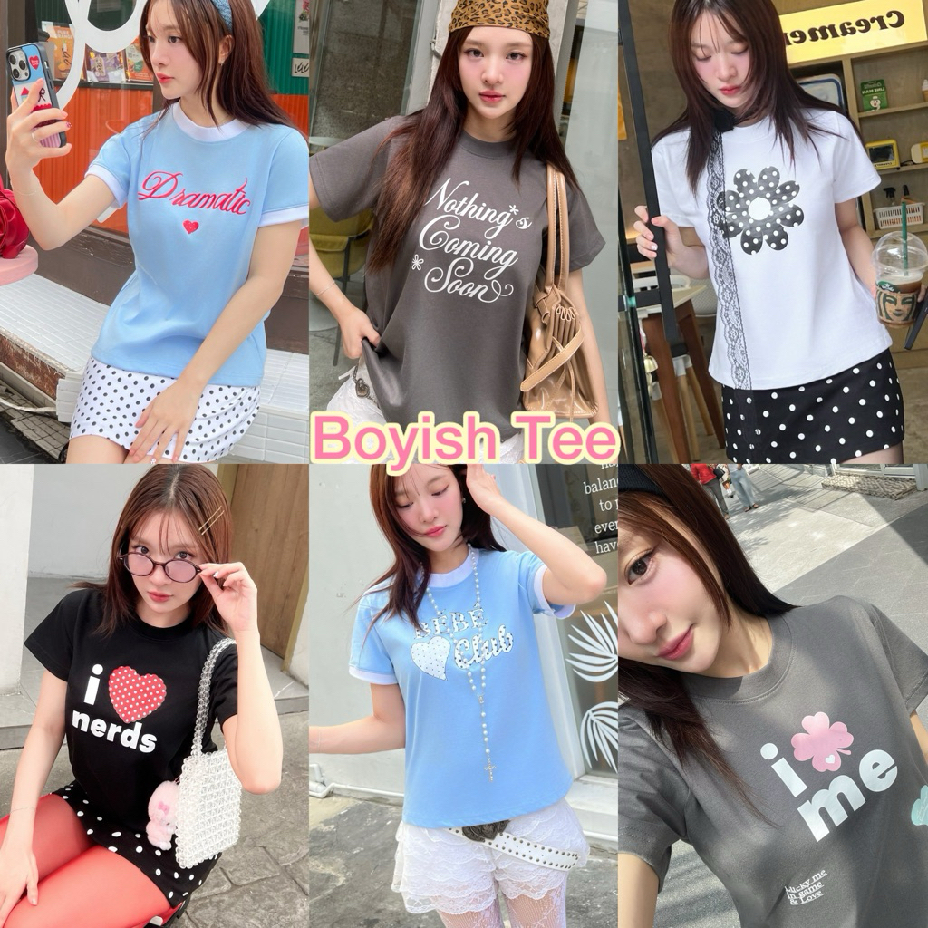 ลด30-50% กดในLive,Videเ เสื้อครอป เสื้อยืด ทรง Boyish คอกลม Dream Big Tshirt พร้อมส่ง
