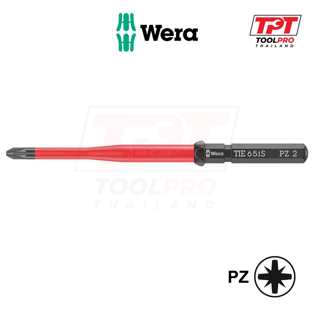 Wera ดอกไขควง ปลายสลิม KK VDE 65 iS Pozidrive Extra Slim Interchangeable Blade, Tool Finder