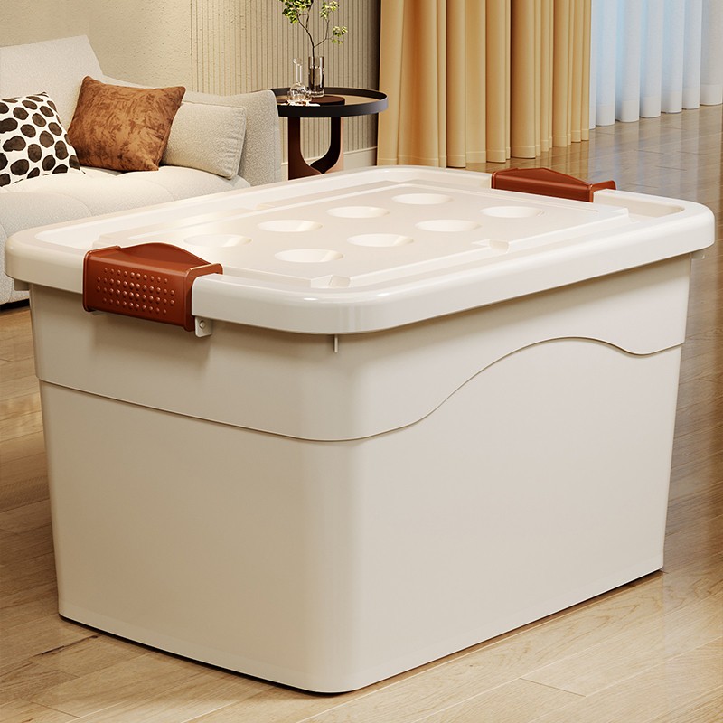 กล่องพลาสติก 100 ลิตร มีล้อ - มีล้อและตัวล็อค เก็บของได้เยอะ