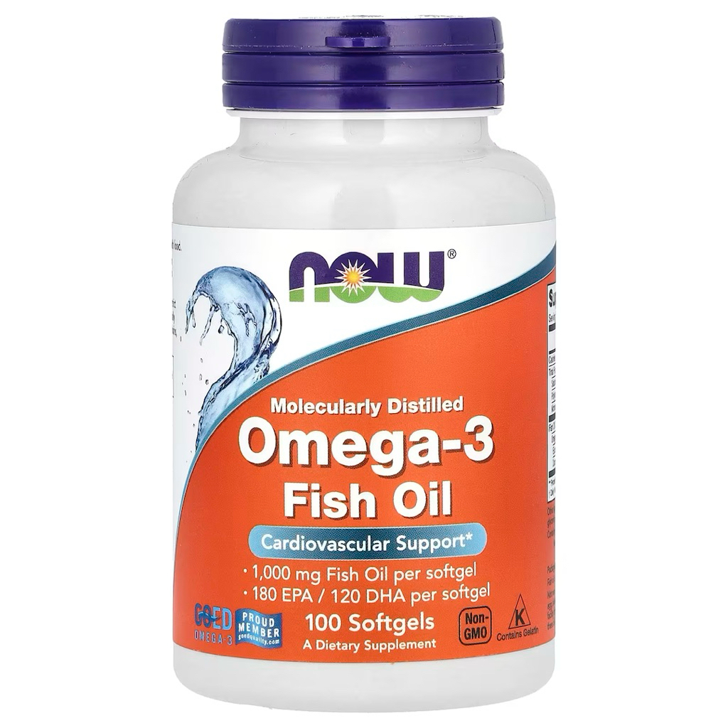 NOW Foods, Omega-3 Fish Oil, 1,000 mg 100 Softgelsพร้อมส่ง