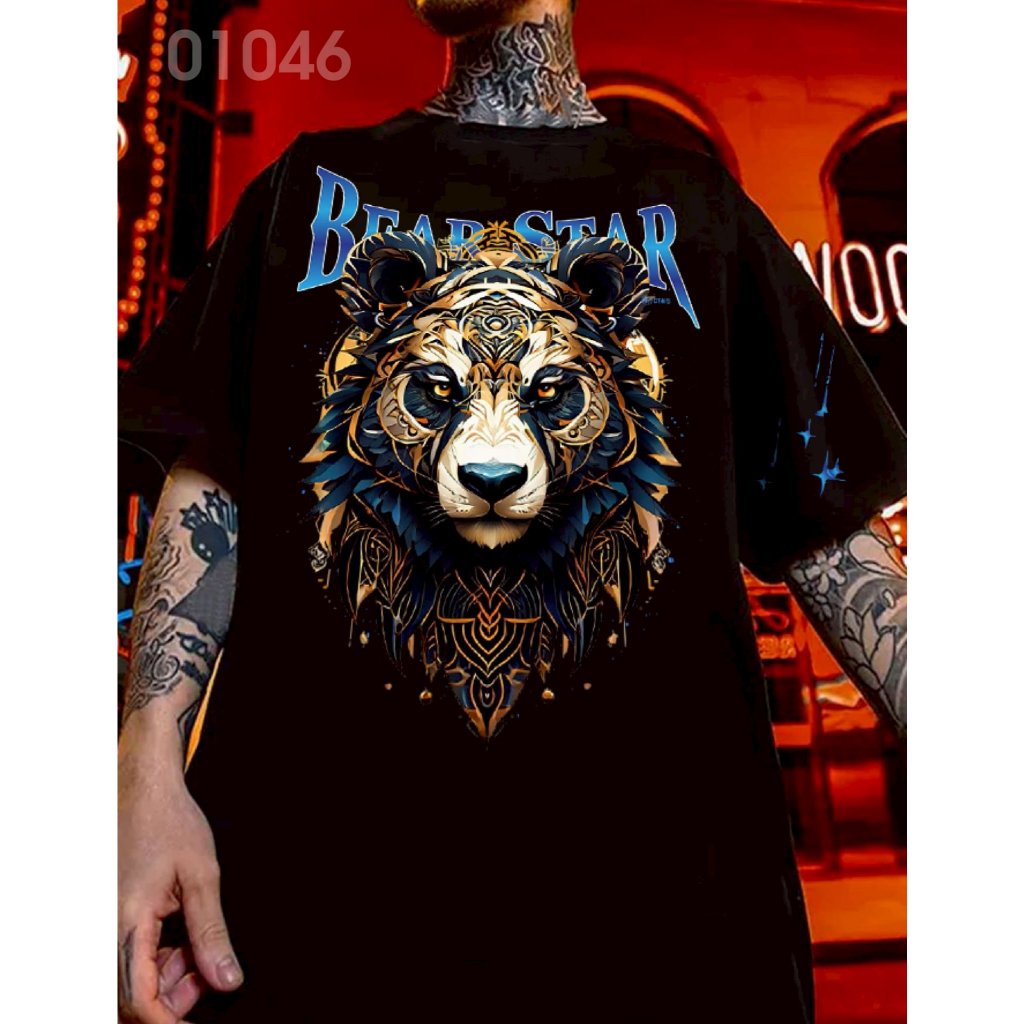 เสื้อยืดสกรีนลาย " BEAR STAR " เสื้อยืดผ้า COTTON 100% เสื้อยืดคอตตอน 100% เสื้อยืดผ้าฝ้าย 100%
