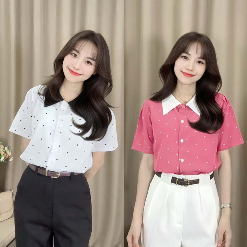 เสื้อคอปกแหลมลายจุด รุ่น Polka dot