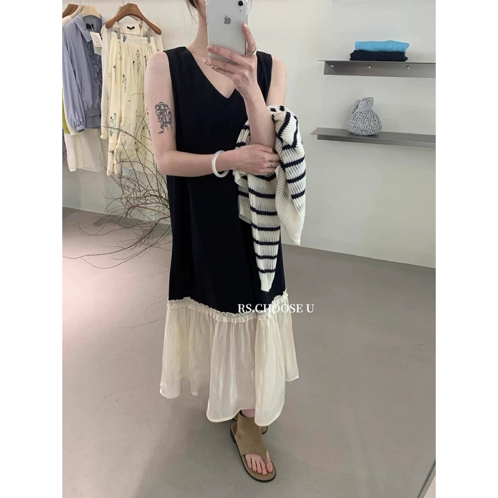 ส่งในไทย 1-2วัน FALA เดรสยาวแขนกุด แต่งระบายชาย (มีสายคล้องคอ) - รูปที่ 7