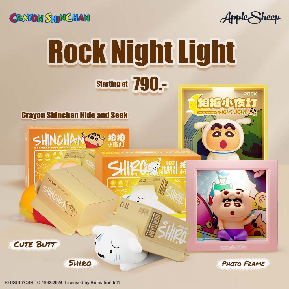 [Rock Night Light Shinchan/Shiro/Photo Frame] โคมไฟชินจัง&ชิโร่ Crayon Shinchan Hide and Seek ปรับระดับแสง ของแท้