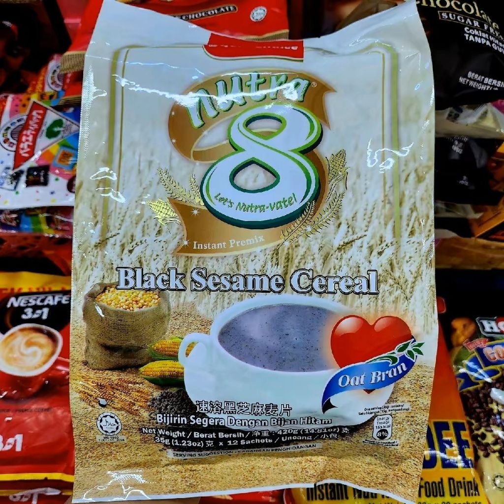 Gold Choice : Nutra 8 Black Sesame Cereal เครื่องดื่มข้าวโอ๊ตสำเร็จรูปผสมธัญพืช 8 อย่าง รส งาดำ