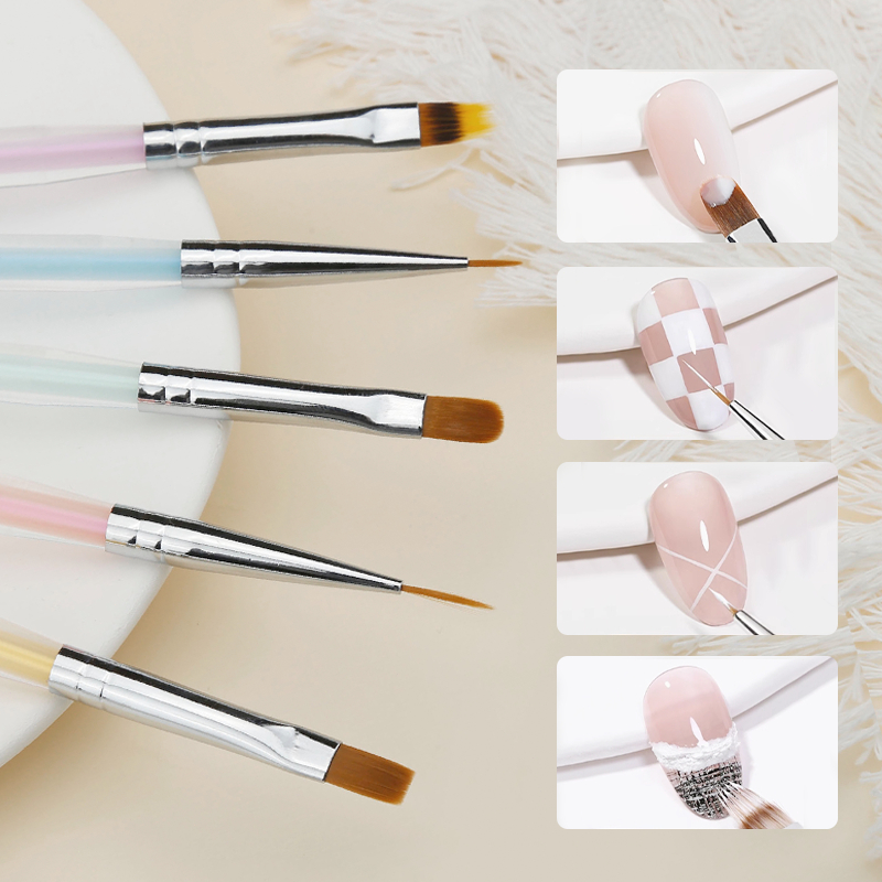 Nawoelite สีทาเล็บ แปรง เล็บ ชุดแปรงทาเล็บ 5 ด้าม พร้อมสีออโรร่า ✨ เครื่องมือทำเล็บ DIY แปรงวาดลวดลายสุดคัสตอม - รูปที่ 4