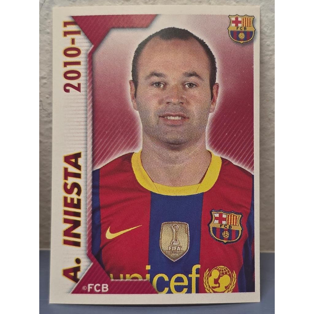 การ์ดสติ๊กเกอร์ฟุตบอล A. Iniesta 2010-11 ของแท้100% ภาพถ่ายจากสินค้าจริง