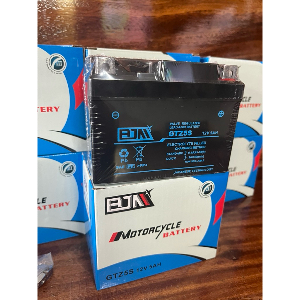 แบตเตอรี่ BJN 5แอมป์ แบตแห้ง GTZ5S 12V5AH WAVE Dream click MSX Scoopy Zoomer Fino