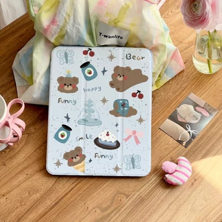 🔥พร้อมส่ง🔥case iPad Air8 11/13 Air7 Gen12 ที่ใส่ปากกา Cake Bear เคสiPadหมุน 360°Air6 Gen10/11 Pro13