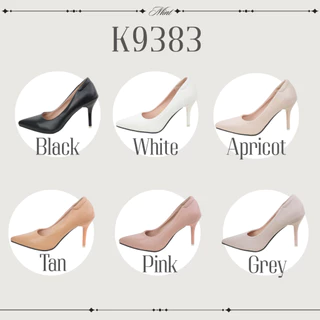 K9383 รองเท้าส้นสูง PU หนังนิ่ม ส้นแหลมสูง 3.3 นิ้ว