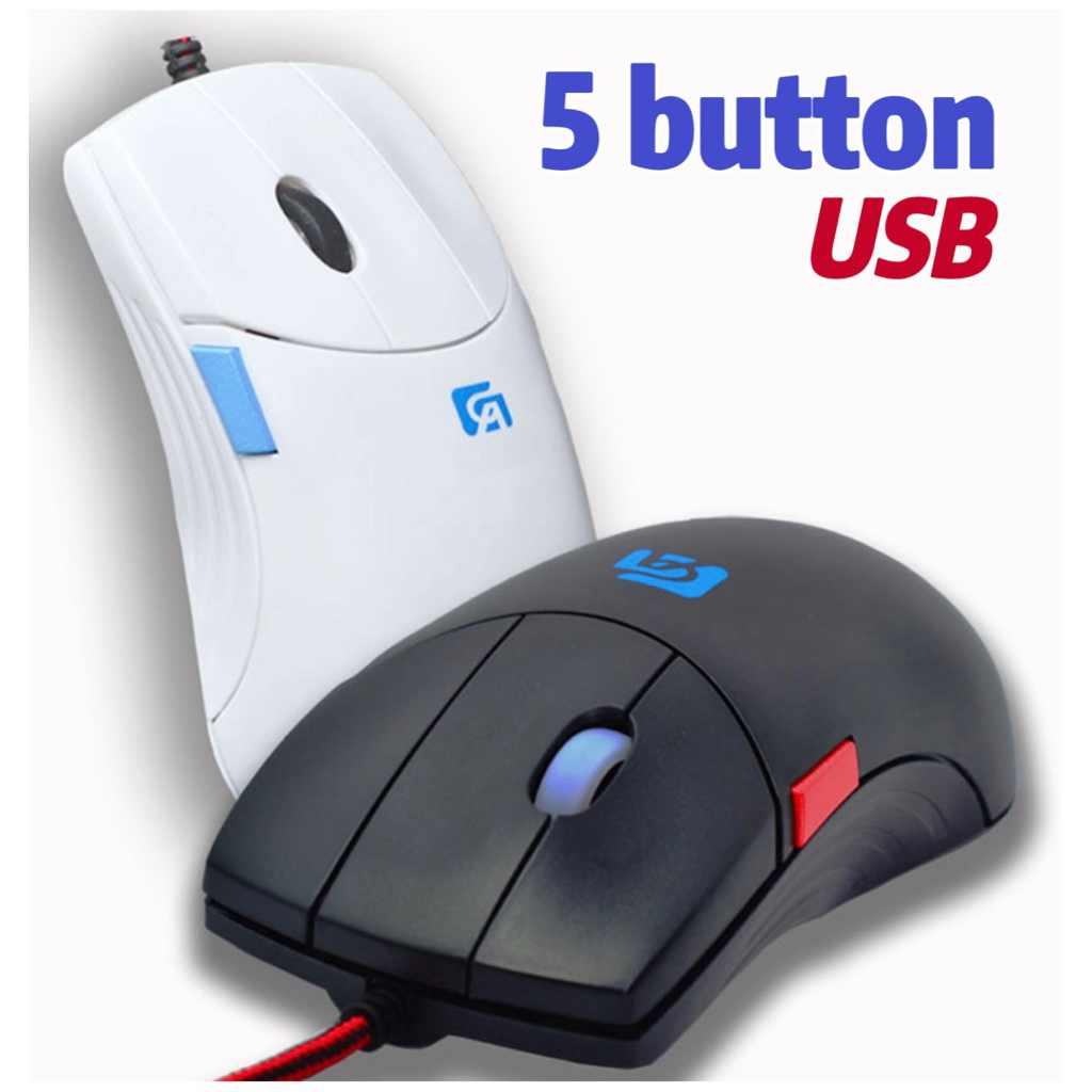 เม้าส์ 5 ปุ่มUSB Mouse 5 button Usb #ฟรีผ้าไมโครไฟเบอร์เนื้อดี