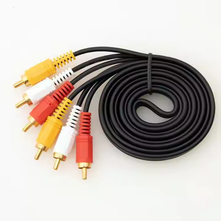 สายสัญญาณเสียงและวิดีโอ 3RCA ถึง 3RCA ยาว 1.5 ม. สาย RCA สำหรับกล่องรับสัญญาณ DVD