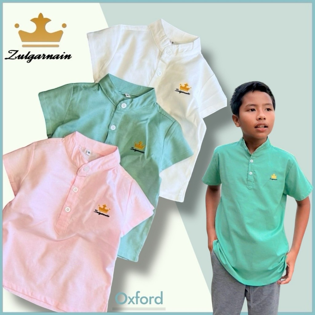 เสื้อเชิ้ตเด็กโตคอจีนแขนสั้น แบรนด์ Zulgarnain 8-11ปี ใส่แล้วดูสุภาพ เรียบร้อย ดูดี