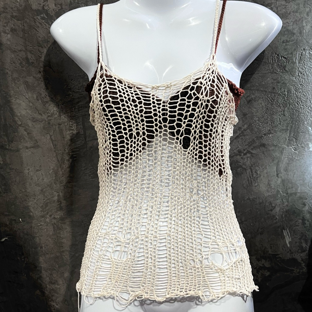 เสื้ิอถักตาข่าย เสื้อถักไหมพรม คลุมชุดว่ายน้ำ (พร้อมส่ง)