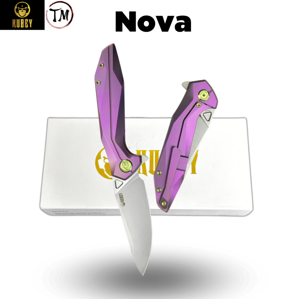 Kubey KB235D Nova เหล็ก14C28N ด้ามTitanium มีดEDC ทรงสวย