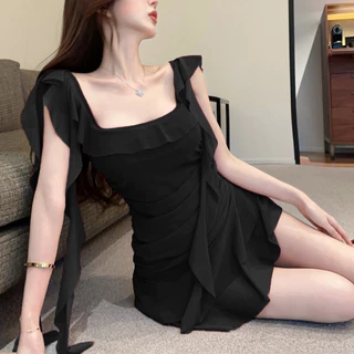 💞Sexy Love💞ชุดเดรส ชุดเดรสผู้หญิง รัดรูป สะโพก ใส่เที่ยว ทรงสวย ชีฟอง ผ้าสปัน คอเหลี่ยม ส่งไวจากไทย